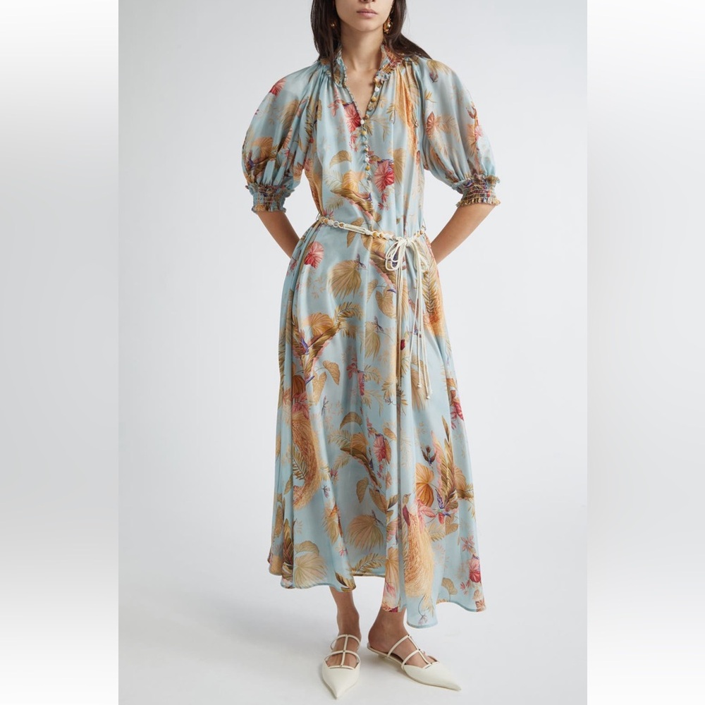 Final Zimmermann Ascension Print Silk Belted Maxi Flawy Dress Au 1 US 6-8 fits